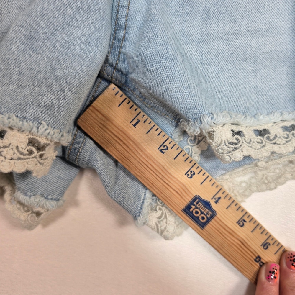 NoBo Denim Shorts Womens 16 Light Blue Boho Crochet Coquette Festival Coastal - Picture 13 of 16